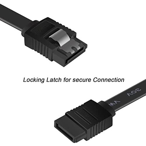 Etzin Sata Cable Iii 6Gbps Straight Hdd Sdd Data Cable With Locking Latch 16 Inches Compatible For Sata Hdd, Ssd, Cd Driver, Cd Writer, Black