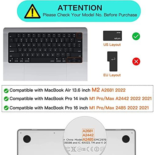 Oaky Keyboard Cover For 2025-2021 Macbook Air 13 Inch M4-M3-M2 Chip [A3240 A3113 A2681] & Macbook Air 15 Inch 2025-2021 M4 M3 M2 Chip [A3241 A3114 A2941] Dust-Proof Keyboard Skin Protector - Tpu Clear