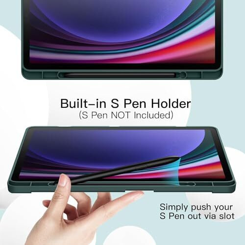 Proelite Cover For Samsung Galaxy Tab S9 Fe/S10 Fe 10.9 Inch Cover, Soft Flexible Flip Case Cover With S Pen Holder For Galaxy Tab S10/S9 Fe 10.9", Auto Sleep Wake, [Recoil Series] - Dark Green