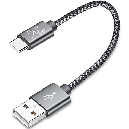 Wayona Usb Type C Short 65W/3A Fast Charging Data Cable For Powerbank, Android Auto, Apple Carplay, Samsung Galaxy S24, S23, S22, S21, S20, Iphone 15, 15 Pro, 15 Pro Max, 15 Plus (0.25M, Grey)