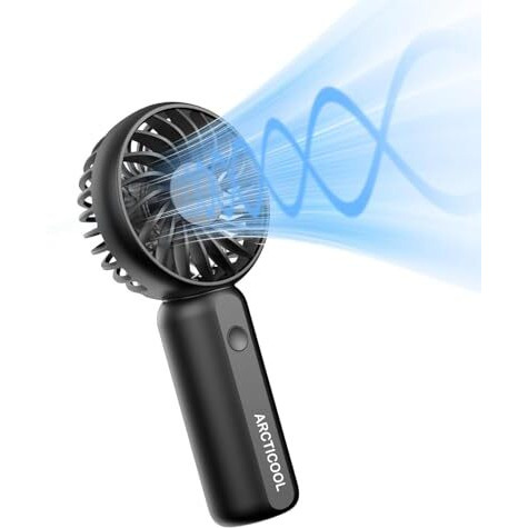 Arcticool Portable Mini Fan - Rechargeable Hand Fan With 3 Adjustable Speeds, 2000Mah Battery, Lightweight Design, Low Noise, And Easy Portability For Indoor And Outdoor Use (Deep Black)