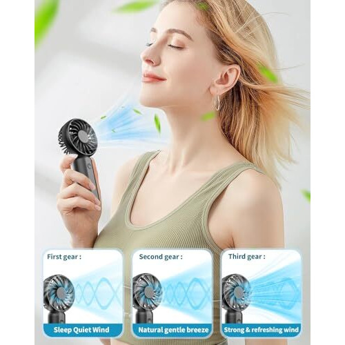 Arcticool Portable Mini Fan - Rechargeable Hand Fan With 3 Adjustable Speeds, 2000Mah Battery, Lightweight Design, Low Noise, And Easy Portability For Indoor And Outdoor Use (Deep Black)