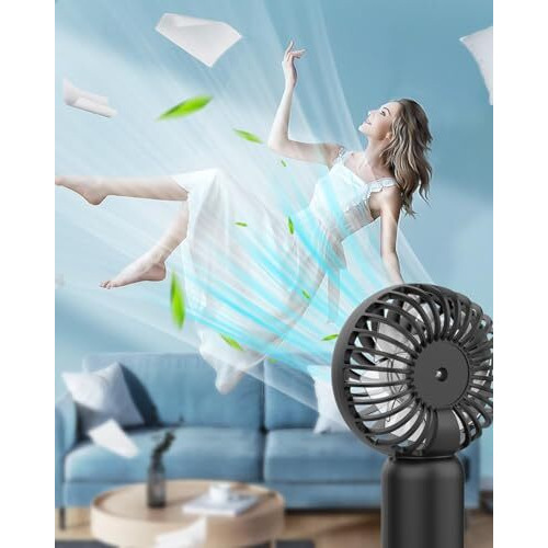 Arcticool Portable Mini Fan - Rechargeable Hand Fan With 3 Adjustable Speeds, 2000Mah Battery, Lightweight Design, Low Noise, And Easy Portability For Indoor And Outdoor Use (Deep Black)