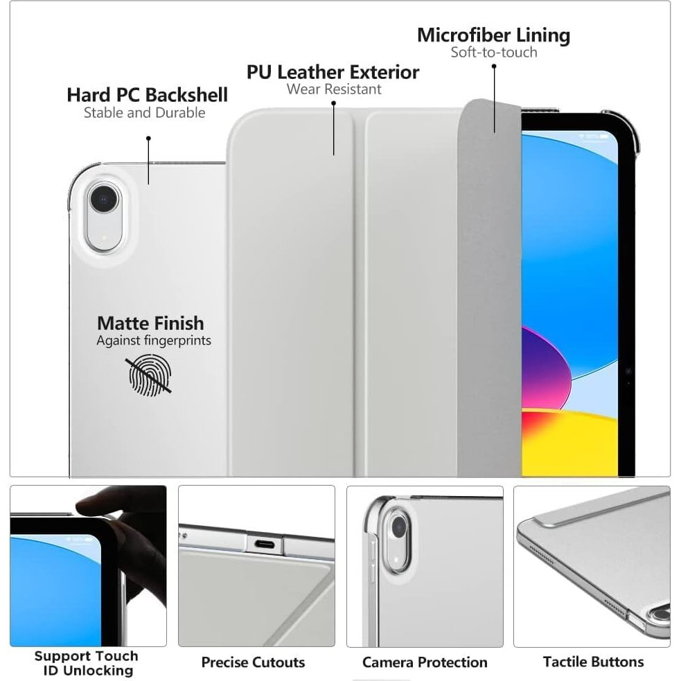 Proelite Cover For Apple Ipad (A16) 11Th/10Th Generation (2025/2022) Cover Case, Transparent Smart Case For Ipad 11Th/10Th Gen 2025/2022 (Supports Auto Sleep Wake) With Stylus Pen, Grey