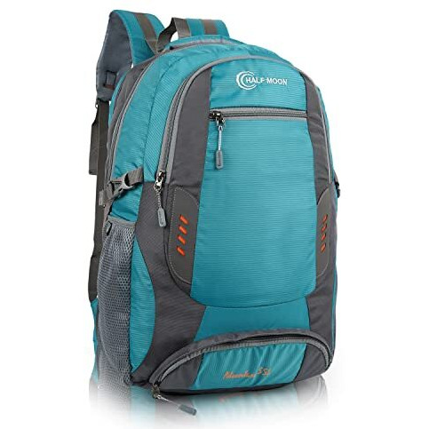Half Moon Extra Large Size 55L Waterproof 6 Compartment Rucksack/Trekking Bags For Men, Polyester Airport Blue | Laptop Compartment & Rain Cover | Trekking, Hiking, Travel Backpack For Unisex