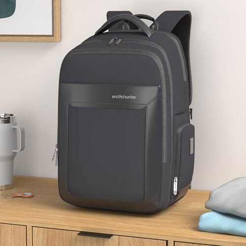 Arctic Hunter Travel Backpack For Men 45L Big Heavy Duty Office Travel Laptop Backpack Fit Upto 17" Laptop 1680D Polyester Water-Resistant Padded Overnight Laptop/Clothes Bag With Multi-Pockets, Black