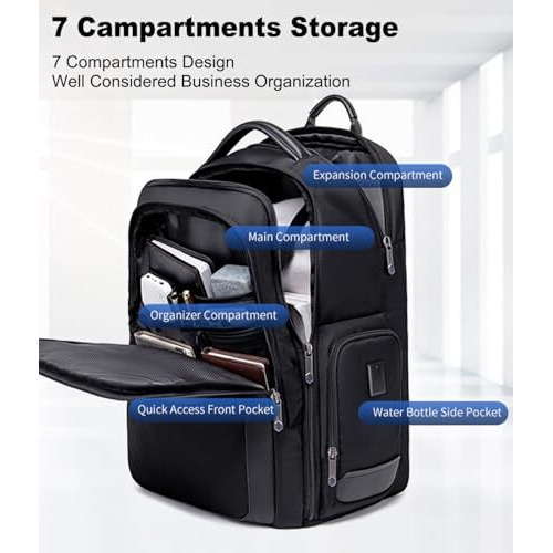 Arctic Hunter Travel Backpack For Men 45L Big Heavy Duty Office Travel Laptop Backpack Fit Upto 17" Laptop 1680D Polyester Water-Resistant Padded Overnight Laptop/Clothes Bag With Multi-Pockets, Black
