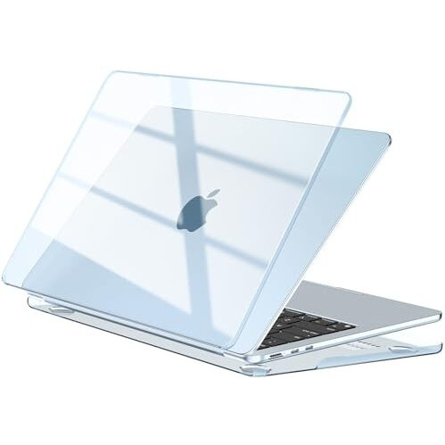 Eoocoo Case Compatible For New Macbook Air 13.6 Inch M4 M3 M2 2025 2024 2022 Release,A3240 A3113 A2681 [Official Sky Blue Match] [Logo-Clear],M2 M3 M4 Air 13 Plastic Hard Shell Cover-Crystal Sky Blue