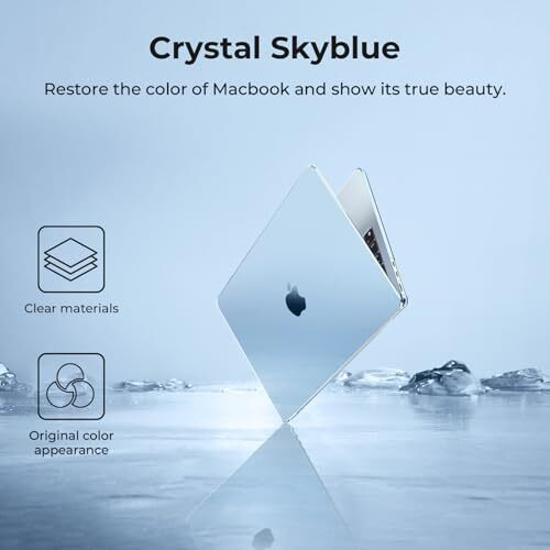 Eoocoo Case Compatible For New Macbook Air 13.6 Inch M4 M3 M2 2025 2024 2022 Release,A3240 A3113 A2681 [Official Sky Blue Match] [Logo-Clear],M2 M3 M4 Air 13 Plastic Hard Shell Cover-Crystal Sky Blue
