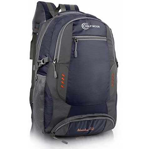 Half Moon Xl Size 55 Litres Travelling Laptop Bag 6 Compartment Rucksack Backpack Luggage Travel Journey Trekking Hiking Bags For Boys And Girls With Laptop Compartment & Rain Cover (Navy Blue)