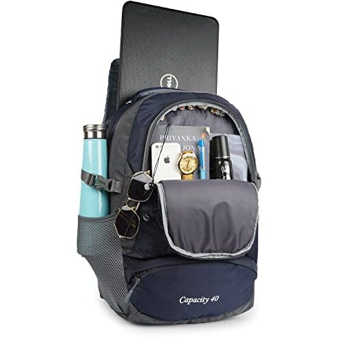 Half Moon Xl Size 55 Litres Travelling Laptop Bag 6 Compartment Rucksack Backpack Luggage Travel Journey Trekking Hiking Bags For Boys And Girls With Laptop Compartment & Rain Cover (Navy Blue)