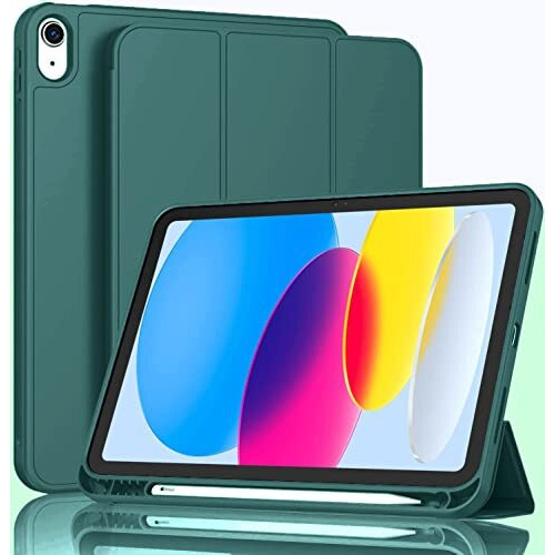 Proelite Smart Case For Ipad (A16) 11Th/10Th Generation (2025/2022) [Auto Sleep/Wake Cover] [Left Side Pencil Holder] [Soft Flexible Case] Recoil Series - Green