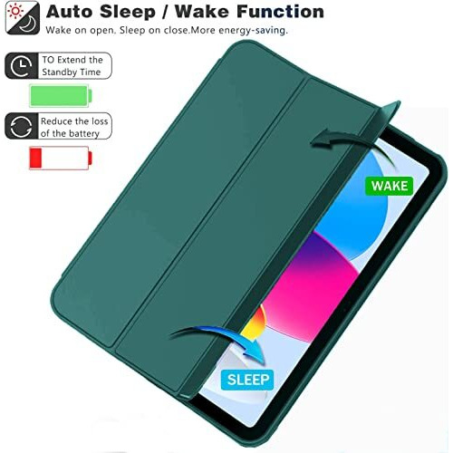 Proelite Smart Case For Ipad (A16) 11Th/10Th Generation (2025/2022) [Auto Sleep/Wake Cover] [Left Side Pencil Holder] [Soft Flexible Case] Recoil Series - Green