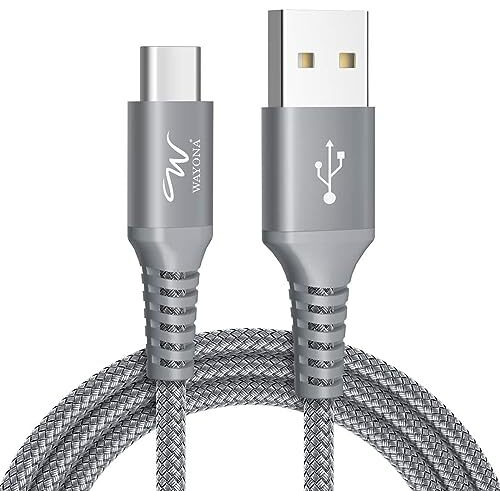 Wayona Usb C 65W Quick Charge Fast Charging Data Transfer Cord For Samsung Galaxy S24,S23,S22,S21,S20, Iphone 15 Pro,15 Plus,15 Pro Max, Android Auto & Carplay (1M, Grey)