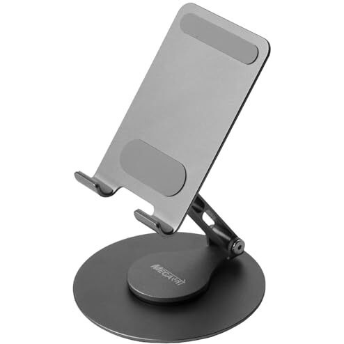 Megastro Aluminum 360 Rotatable Phone/Tablet Stand (Under 10Inch) - Mvpmini | Adjustable, Sturdy, And Versatile | Universal Compatibility | Hands-Free Viewing (Metallic Grey)