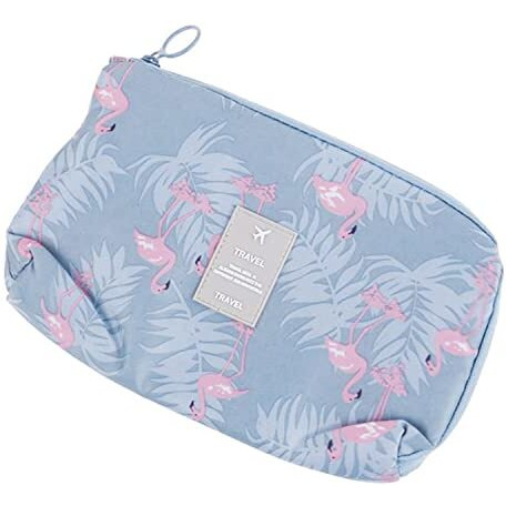 House Of Quirk Multi-Function Portable Digital Product Storage Electronic Accessories Travel Cable Organizer Pouch Shock-Proof Charger Data Line Bag - Grey Flamingo, Polyester