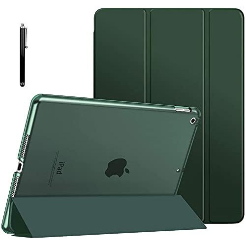 Proelite Faux Leather Smart Flip Case Cover For Apple Ipad 10.2&quot 9Th Gen (2021) / 8Th Gen / 7Th Gen With Stylus Pen, Dark Green
