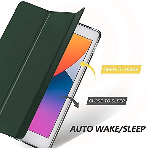Proelite Faux Leather Smart Flip Case Cover For Apple Ipad 10.2&quot 9Th Gen (2021) / 8Th Gen / 7Th Gen With Stylus Pen, Dark Green