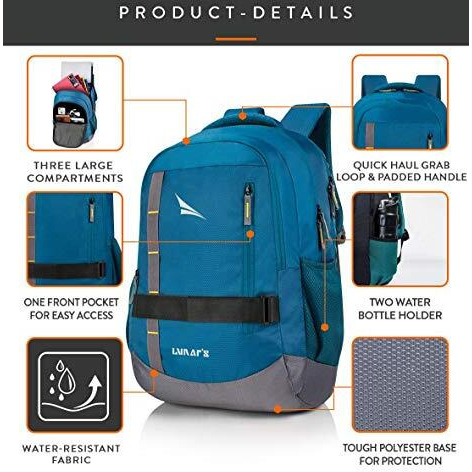Lunar's Bingo - 48 L Laptop Bag | School Bag For Boys | Laptop Bag 15.6 Inch | Water Resistant Laptop Backpack | College Bag | Office Backpack For Men | Travel Backpack With 1 Year Warranty