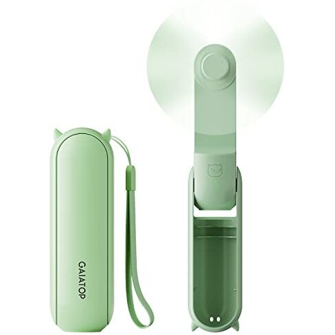 Gaiatop Mini Handheld Fan, Portable Personal Folding Cooling Hand Fan Rechargeable Battery Operated With 2 Speed Usb Desk Fan For Home Office Travel (Green)