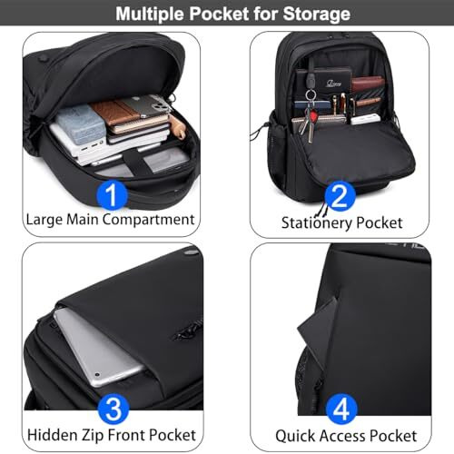 Arctic Hunter Backpack For Men Women Stylish 15.6-Inch Laptop Bag 21L Daily Use Capacity Business Laptop Backpack Multi-Pockets Water-Resistant Lightweight Padded Backpack For Office College,Black