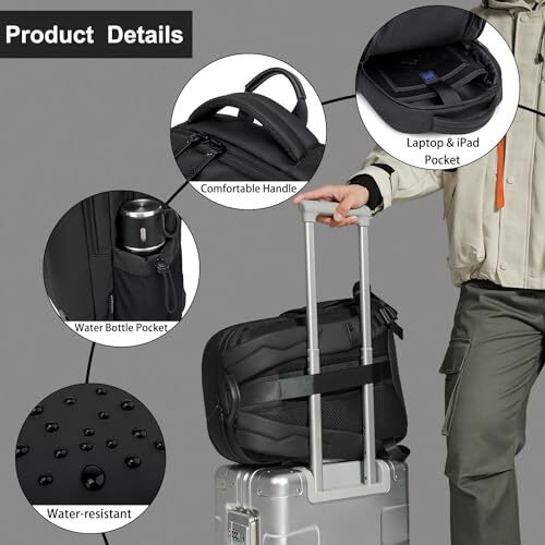 Arctic Hunter Backpack For Men Women Stylish 15.6-Inch Laptop Bag 21L Daily Use Capacity Business Laptop Backpack Multi-Pockets Water-Resistant Lightweight Padded Backpack For Office College,Black