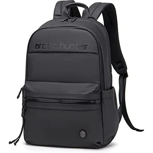 Arctic Hunter Compact Backpack For Men Women 21L Lightweight One-Day-Capacity 15.6" Laptop Bag Stylish Water-Resistant Office Laptop Backpack For Casual College Daypack, Black