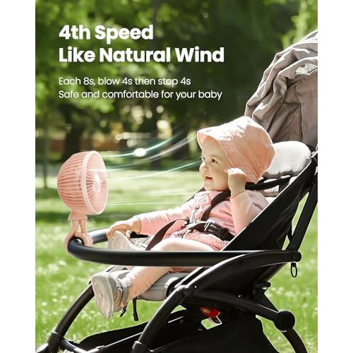Gaiatop Baby Stroller Fan, Small Clip On Fan Portable 4000 Mah Rechargeable Personal Handheld, Battery Operated 4 Speed 360Rotate Flexible Tripod Mini Desk Cooling Fan For Car Camping Travel