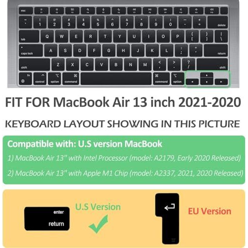 Oaky Keyboard For Macbook Air M1 13 Inch 2020 Release Model A2179, A2337 Touch Id & Retina Display Ultra Thin Keyboard Cover Waterproof Dust-Proof Keyboard Protector Protective Skin - Tpu Clear
