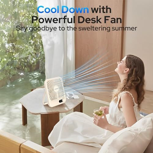 Un1Que Slim Portable Desk Fan, 0-100 Speeds Adjustable Mini Fan, Rechargable Fan With Fragrance Function, Long Battery-Life Personal Fan For Home Outdoor, An Aromatherapy Tablet Included