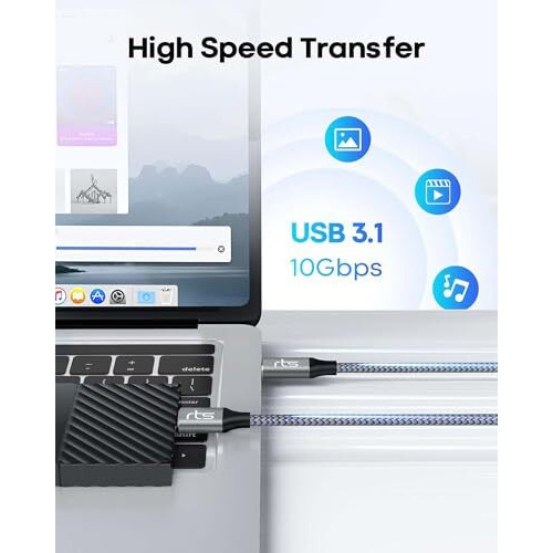 Rts Usb C Type C To Micro B Cable Portable External Hard Disk Drive Hdd Wire Cable, 10Gbps Fast Charging & Syncing Cord For Desktop Laptop Seagate Wd Samsung Sony Hp Toshiba Hitachi 3Ft/1M, Grey