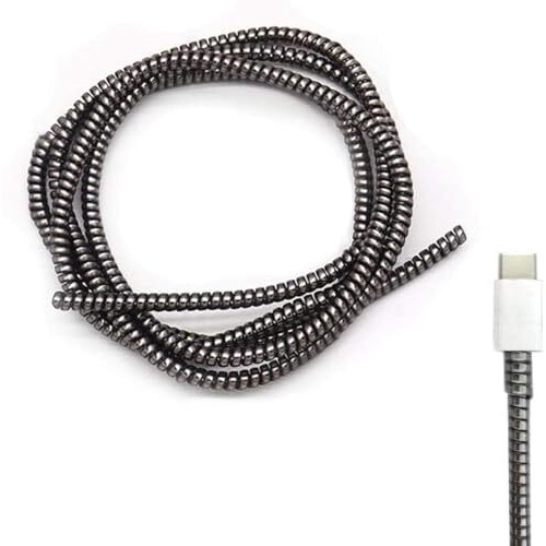 Gadgetbite Ultimate Cable Protector | Spiral Cable Protector 1.5 Meter/Cable Protector 150 Cm | Plastic Cord Wire Charger Winder For Iphone And Android Charging Cables (Black).