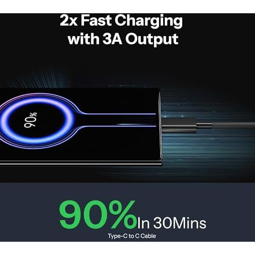Basesailor Usb Type C To C,1M Fast Usb Cable Charging Usb C Cable High-Speed & Data Transfer Compatible For Samsung Galaxy M35/M15/F15/A15/A14/M14/F14/M34/F34/A34/A54/S21 Fe/S22/S23 Type-C Cord,Black