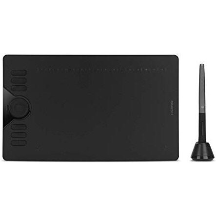 Huion Hs610 Drawing Tablet 10X6.25 Inches Graphics Digital Tablet Tilt Function Battery-Free Stylus 8192 Pen Pressure With Touch Ring And 12 Shortcut Keys Support Android Windows Macos