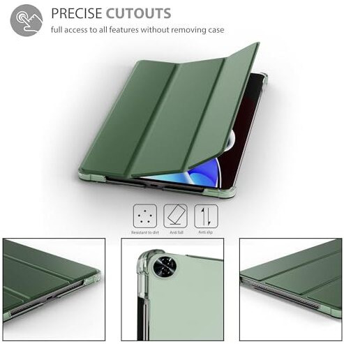 Proelite Case Cover For Realme Pad 2 11.5 Inch Cover, Smart Flip Case Cover For Realme Pad 2 11.5 Inch Translucent Back With Stylus Pen, Dark Green