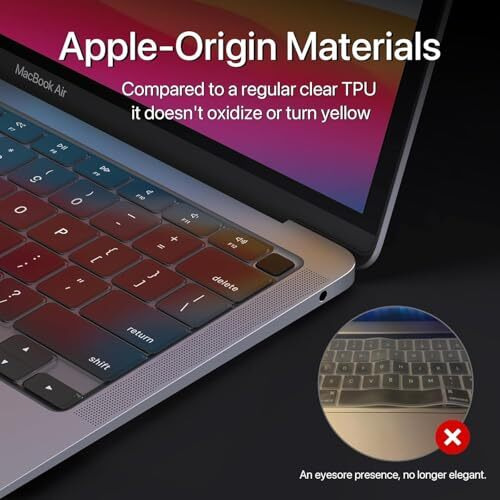 Oaky Keyboard For Macbook Air M1 13 Inch 2020 Release Model A2179, A2337 Touch Id & Retina Display Ultra Thin Keyboard Cover Waterproof Dust-Proof Keyboard Protector Protective Skin -Translucent Grey