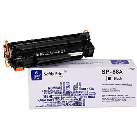 Softly Print Sp 88A/Cc388A Black Toner Cartridge, Compatible With Hp Laserjet M1136, P1007, P1106, P1108, P1008, M126Nw, M128Fw, M226Dw