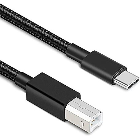 Rts Hight Speed Usb Type C Printer Cable (2M) Nylon Braided 480Mbps Data Transfer Compatible With Printers Scanners Fax Machine Macbook Pro/Air Epson Hp Canon Yamaha Digital Piano, Midi Keyboard, Dj