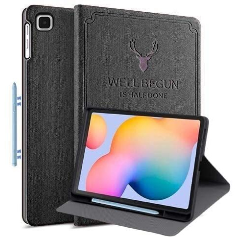 Proelite Cover For Galaxy Tab S6 Lite 2024, Deer Multi Angle Case Cover For Samsung Galaxy Tab S6 Lite 10.4 Inch With S Pen Holder, Supports Auto Sleep Wake, Black
