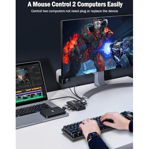 Lemorele Usb 3.0 Switch Selector 2 Computers Sharing 4 Usb Devices 4-Port Usb Peripheral Switcher Box For Pc, Mouse, Keyboard, Printer, Scanner With 2 Usb Cables, Compatible Windows/Mac/Linux