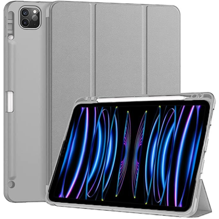 Proelite Smart Case For Ipad Pro 11 Inch 2022/2021 4Th/3Rd Gen [Auto Sleep/Wake Cover] [Pencil Holder] [Soft Flexible Case] Recoil Series - Grey