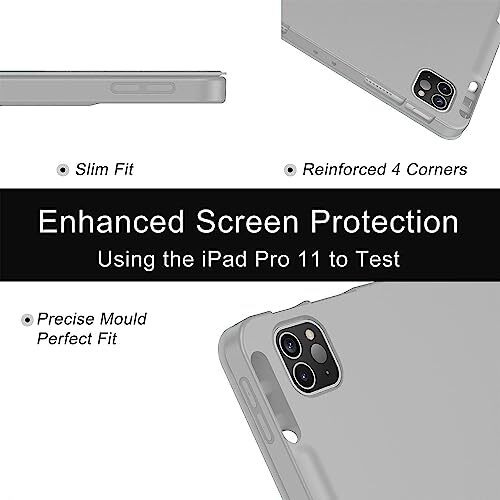 Proelite Smart Case For Ipad Pro 11 Inch 2022/2021 4Th/3Rd Gen [Auto Sleep/Wake Cover] [Pencil Holder] [Soft Flexible Case] Recoil Series - Grey