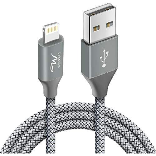 Wayona Nylon Braided 2M / 6Ft Fast Charge Usb To Lightning Data Sync And Charging Cable For Iphone, Ipad (6 Ft Pack Of 1, Grey)