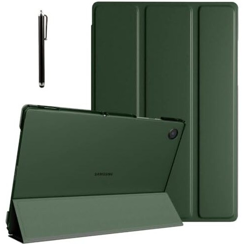 Proelite Cover For Samsung Galaxy Tab A9 Plus 11 Inch Case Cover, Smart Flip Case Cover For Samsung Galaxy Tab A9+ 11 Inch Translucent Back With Stylus Pen, Dark Green