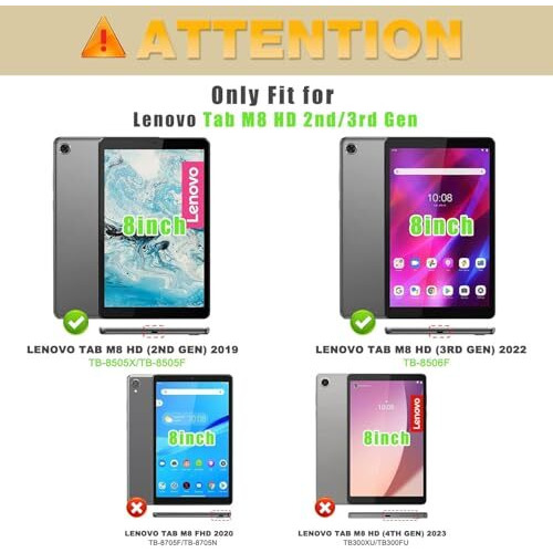 Tgk Leather Flip Stand Cover With Tpu Back Case For Tablets Lenovo Tab M8 Hd Cover 2Nd Gen/Tab M8 Hd 3Rd Gen 8 Inches [Model Tb-8505X / Tb-8505F / Tb-8506X] Black