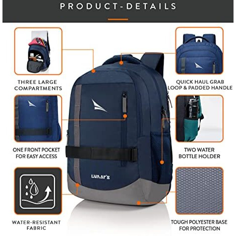 Lunar's Bingo - 48 L Laptop Bag | School Bag For Boys | Laptop Bag 15.6 Inch | Water Resistant Laptop Backpack | College Bag | Office Backpack For Men | Travel Backpack With 1 Year Warranty