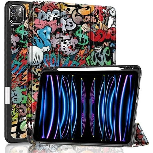 Proelite Smart Case For Apple Ipad Pro 11 Inch 2022/2021 4Th/3Rd Gen [Auto Sleep/Wake Cover] [Pencil Holder] [Soft Flexible Case] Recoil Series - Hippy