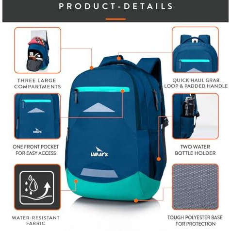Lunar's Bingo - 48 L Laptop Bag | School Bag For Boys | Laptop Bag 15.6 Inch | Water Resistant Laptop Backpack | College Bag | Office Backpack For Men | Travel Backpack With 1 Year Warranty