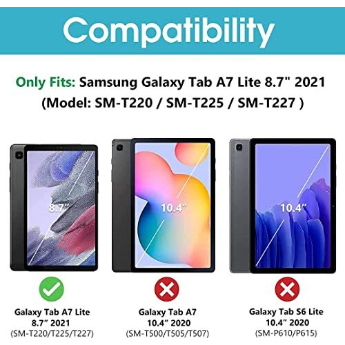 Proelite Smart Flip Case Cover For Samsung Galaxy Tab A7 Lite 8.7" Sm-T220/225 Translucent Back With Stylus Pen, Black