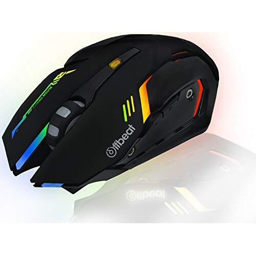 Offbeat Ripjaw 2.4Ghz Rechargeable Wireless Gaming Mouse, Silent Click Buttons Mouse - 7D Buttons, Dpi  1600,2400,3200, Mice For Pc/Laptop/Smart Tv/Mac(Light Weight)